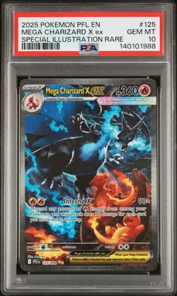 2025 POKEMON PFL EN-PHANTASMAL FLAMES #125 MEGA CHARIZARD X EX PSA 10 - Image 1