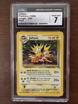 Pokemon TCG Jolteon 4/64 Jungle Unlimited Holo Rare CGC 7 Near Mint - Image 1