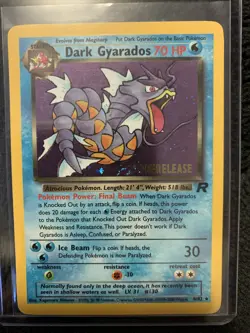 Pokemon 1999 Dark Gyarados Holo PRE RELEASE Stamp SP Team Rocket Very Rare 8/82 - Image 1