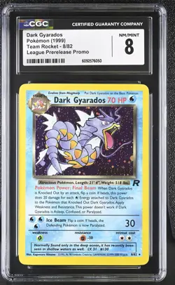 CGC 8 Dark Gyarados 1999 Team Rocket 8/82 Prerelease Holo Pokemon Card - Image 1