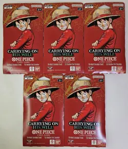 Lot Of 5 One Piece OP-13 Carrying On His Will Sleeved Booster Packs Sealed New - Image 1