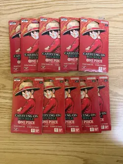 One Piece OP-13 Carrying on His Will Sleeved Booster Pack LOT of 10 Sealed NEW - Image 1