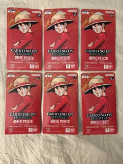 One Piece OP-13 Carrying on His Will Sleeved Booster Packs Lot of 6 New Sealed - Image 1