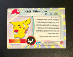 1999 Topps Pokemon Blue Logo TV Animation Edition Pikachu #25 - Image 2