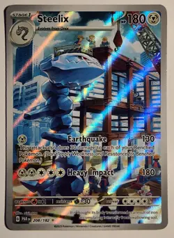 Pokemon TCG Steelix Paradox Rift Holo Card 208/182 Illustration Rare Near Mint - Image 1