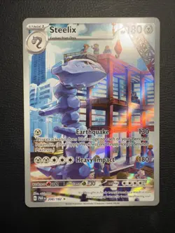 Pokemon TCG Steelix Paradox Rift Holo Card 208/182 Illustration Rare, Near Mint - Image 1