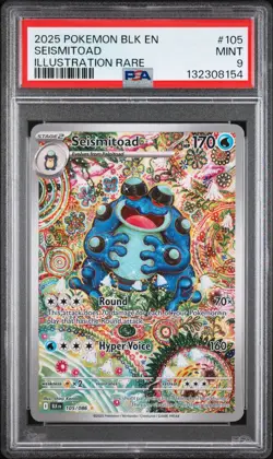 2025 Pokemon Black Bolt BLK En Seismitoad Illustration Rare #105 PSA 9 Mint - Image 1