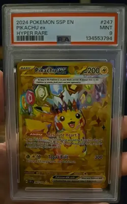 Pokemon Pikachu EX 2024 SSP En-Surging Sparks #247 Hyper Rare | PSA 9 Mint - Image 1
