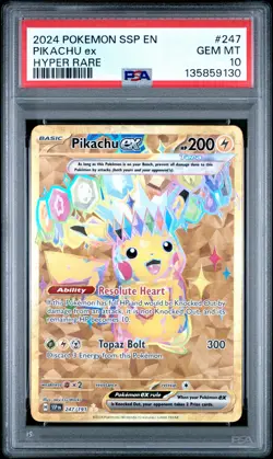 2024 POKEMON SSP EN-SURGING SPARKS HYPER RARE #247 PIKACHU EX PSA 10 - Image 1
