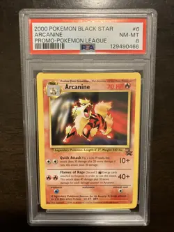 ARCANINE PROMO BLACK STAR #6 POKEMON LEAGUE 2000 - PSA NM-MT 8 - Image 1