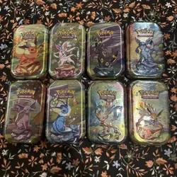 Pokemon Prismatic Evolutions Complete Set of 8 Mini Tins Eeveelutions SEALED - Image 1