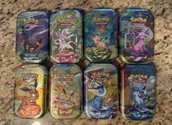 Pokemon Prismatic Evolutions Mini Tins COMPLETE FULL ART SET of 8 Eeveelutions - Image 1