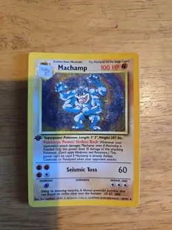 Pokemon TCG Machamp Base Set Cosmos Holo Rare Card 8/102 1st Edition HP - Image 1