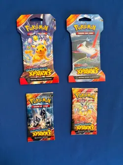 4x Pokemon TCG: Scarlet & Violet SURGING SPARKS Sleeved Booster Bundle 4 Arts - Image 1