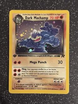 Pokemon TCG 2000 Team Rocket: Dark Machamp 10/82 1st Edition Rare Holo Card MINT - Image 1