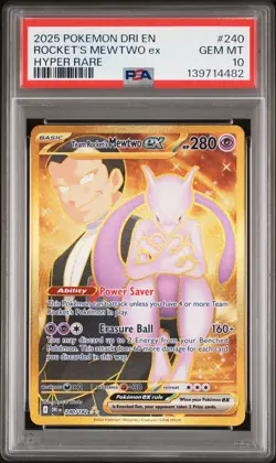 2025 POKEMON DRI EN-DESTINED RIVALS HYPER RARE TEAM ROCKET'S MEWTWO EX PSA 10 - Image 1
