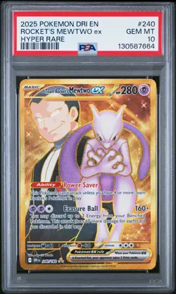 2025 POKEMON DRI EN-DESTINED RIVALS HYPER RARE TEAM ROCKET'S MEWTWO EX PSA 10 - Image 1