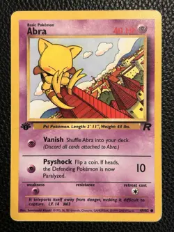 Pokemon TCG Abra 1st Edition Common Team Rocket #49/82 2000 WOTC VTG LP - Image 1