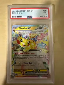 2024 Pikachu EX Double Rare SSP EN Pokemon Surging Sparks #057/191 PSA 9 MINT - Image 1