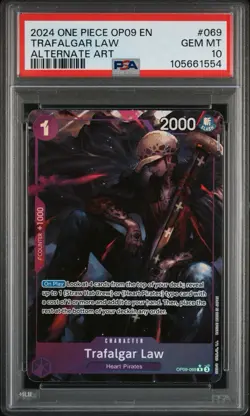 2024 ONE PIECE OP09 EMPERORS IN THE NEW WORLD 069 TRAFALGAR LAW ALT ART PSA 10 - Image 1