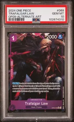 ONE PIECE OP09 - EMPERORS IN THE NEW WORLD 069 TRAFALGAR LAW ALT ART PSA 10 - Image 1