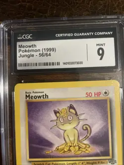 Pokemon TCG 1999 Meowth Jungle Unlimited 56/64CGC Mint 9 - Image 2