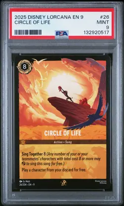 2025 DISNEY LORCANA EN 9-FABLED #26 CIRCLE OF LIFE PSA 9 - Image 1