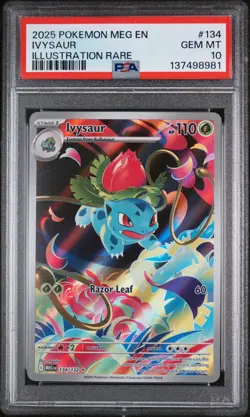2025 Pokemon Mega Evolution Base #134 Illustration Rare Ivysaur PSA 10 Gem Mint - Image 1