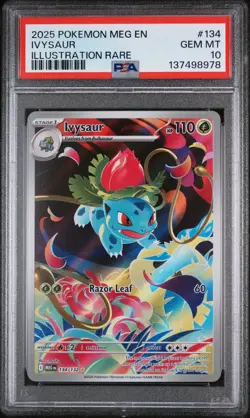 2025 Pokemon Mega Evolution Base #134 Illustration Rare Ivysaur PSA 10 Gem Mint - Image 1