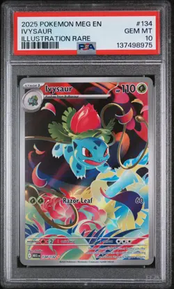 2025 Pokemon Mega Evolution Base #134 Illustration Rare Ivysaur PSA 10 Gem Mint - Image 1