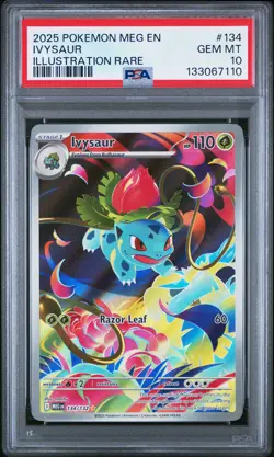 2025 POKEMON MEGA EVOLUTION IVYSAUR #134 ILLUSTRATION RARE PSA Gem Mint 10 IR - Image 1