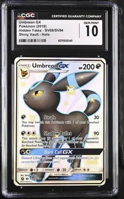 Umbreon GX #SV69 Hidden Fates Pokemon Card CGC 10 - Image 1