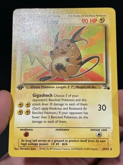 Pokemon Card 1ST EDITION Raichu Fossil 29/62 WotC Vintage Non Holo Rare NM - Image 3