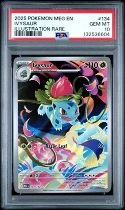 2025 Pokemon Mega Evolution Ivysaur Illustration Rare #134 PSA 10 Gem Mint - Image 1