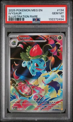 2025 Pokemon Mega Evolution Ivysaur Illustration Rare #134 PSA 10 Gem Mint - Image 1