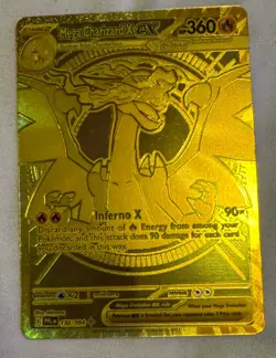 GOLD MEGA CHARIZARD X EX 130/094 PFL * Mega Hyper Rare * NM+ Pokemon Card - Image 1