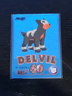Pokemon Houndour Meiji Get Card Blue Metallic HP 60 Japanese Nintendo - Image 1