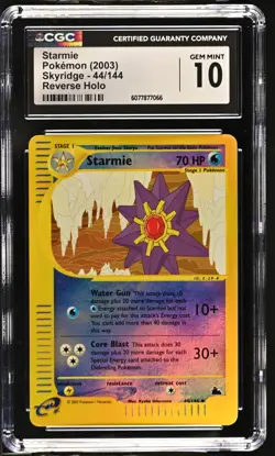 CGC 10 GEM MINT Starmie 2003 Skyridge 44/144 Reverse Holo Pokemon Card - Image 1