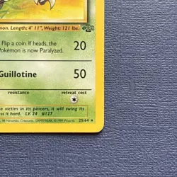 1999 Pokemon PINSIR Jungle Set 1ST EDITION Rare NON HOLO Card 25/64 WotC EX+ NM - Image 4