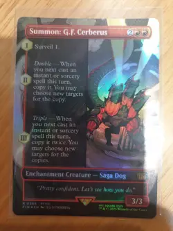 MTG Summon: G.F. Cerberus FOIL Borderless Final Fantasy R FIN 0368 NM - Image 1