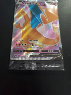 Pokemon Charizard v SWSH050 Full Art Black Star Promo sealed CRIMPED ERROR CARD - Image 2