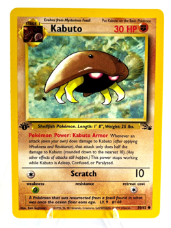 1st Edition Kabuto 50/62 - Fossil - Common - Pokemon - NM/LP - Image 1