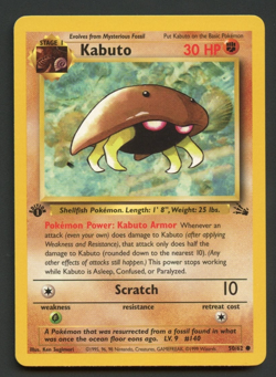 Kabuto 50/62 Fossil 1st Edition NM/LP Common Pokemon Card KB4 - Image 1