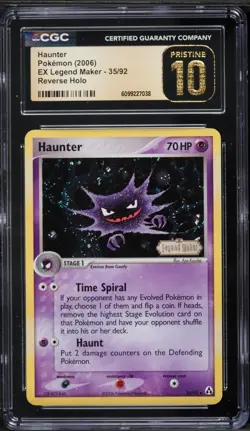 CGC Pristine 10 Haunter Reverse Holo EX Legend Maker 2006 Pokemon Card #35 - Image 1