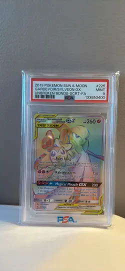 2019 Pokemon Sun and Moon Unbroken Bonds Gardevoir/Sylveon Gx Secret #225 PSA 9 - Image 1