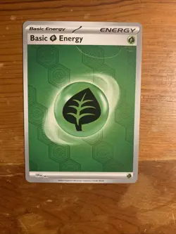 Pokemon TCG Basic Grass Energy Holo Card SVE 001 Shrouded Fable Gold Leaf Error - Image 1