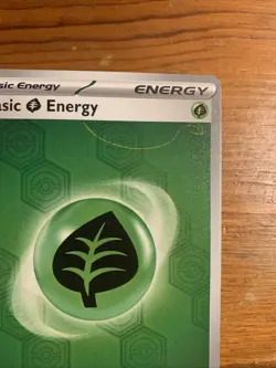 Pokemon TCG Basic Grass Energy Holo Card SVE 001 Shrouded Fable Gold Leaf Error - Image 2