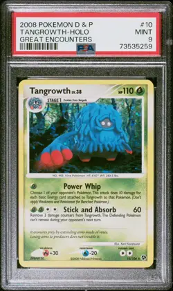 PSA 9 Tangrowth Holo Great Encounters 10/106 2008 Pokemon Mint Diamond & Pearl - Image 1