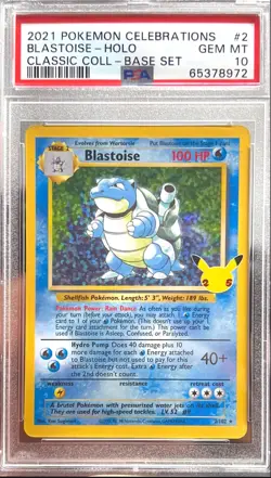 2021 Pokemon Celebrations Classic Coll #2 Blastoise-Holo PSA 10 - Image 1