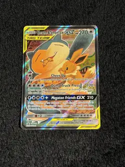 Pokemon Eevee&Snorlax 🔥🔥🔥GX Tag Team TCG SM169 Promo Holo Full Art - Image 1